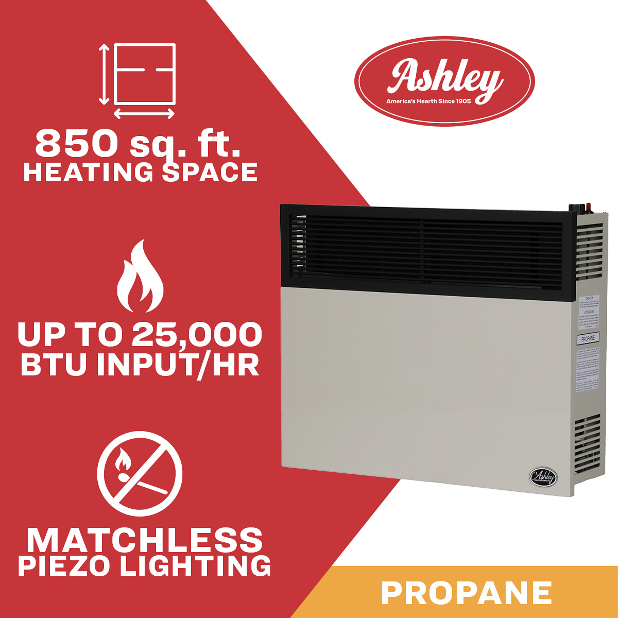 Ashley Hearth Direct Vent Heater — 25,000 BTU, Propane, Heats Up to 825 Sq. Ft., Model# DVAG30L